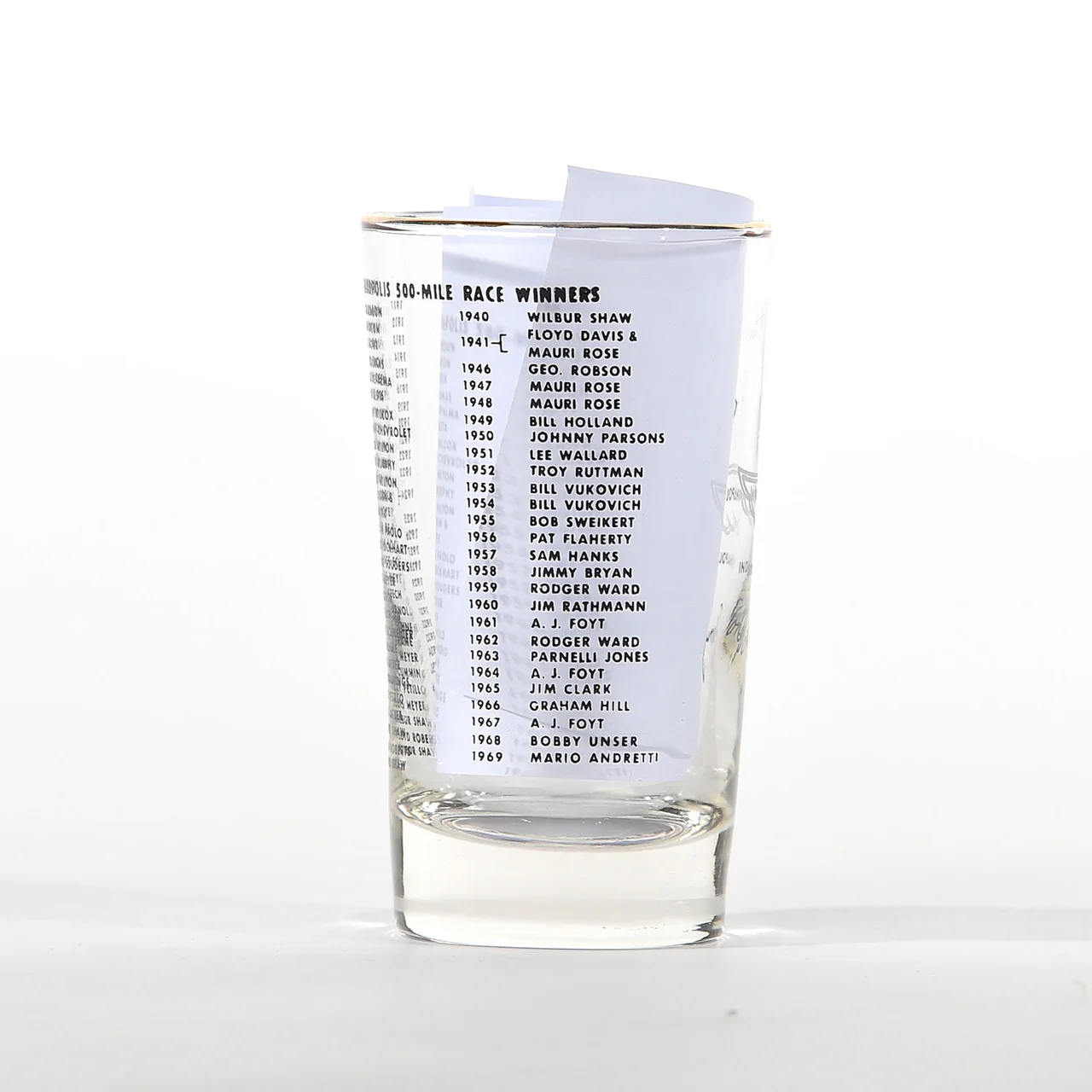 Indianapolis Motor Speedway Historical Indy 500 Glassware - 1969 Mario Andretti Set - Image 3