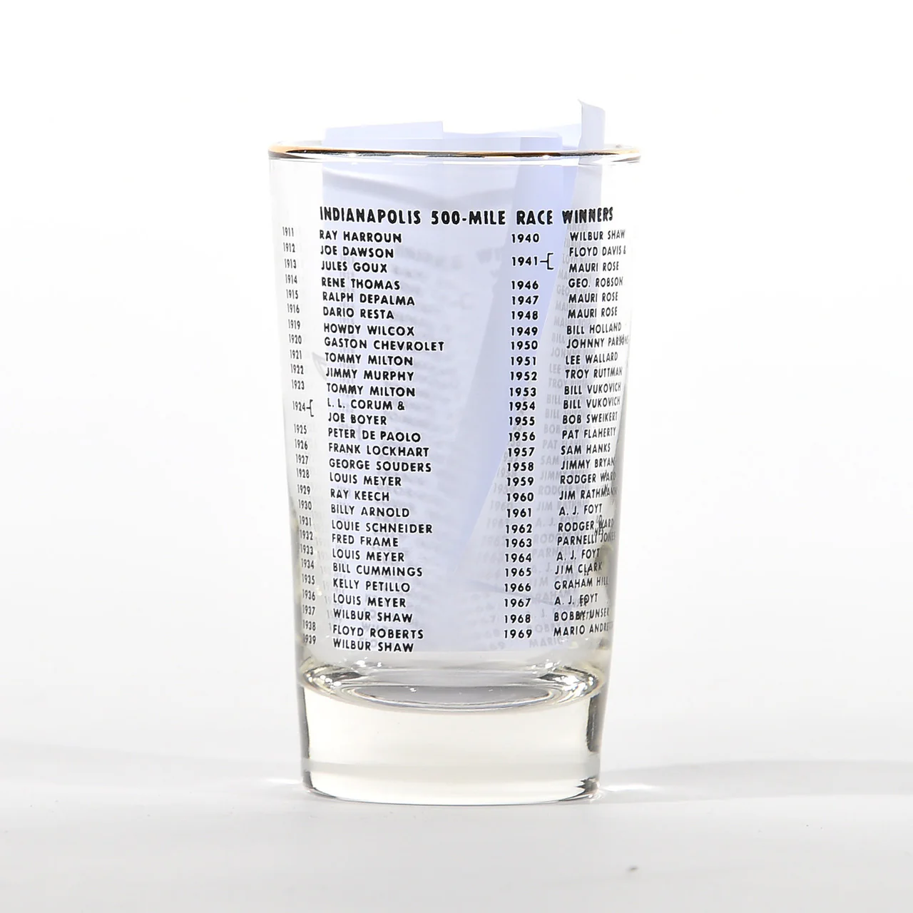 Indianapolis Motor Speedway Historical Indy 500 Glassware - 1969 Mario Andretti Set - Image 4