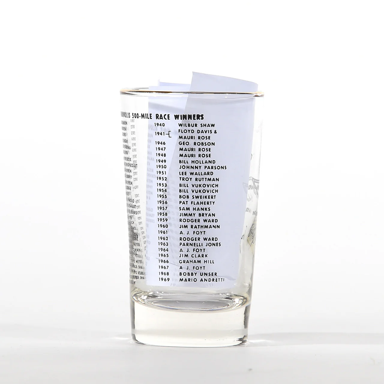 Indianapolis Motor Speedway Historical Indy 500 Glassware - 1969 Mario Andretti Set - Image 5