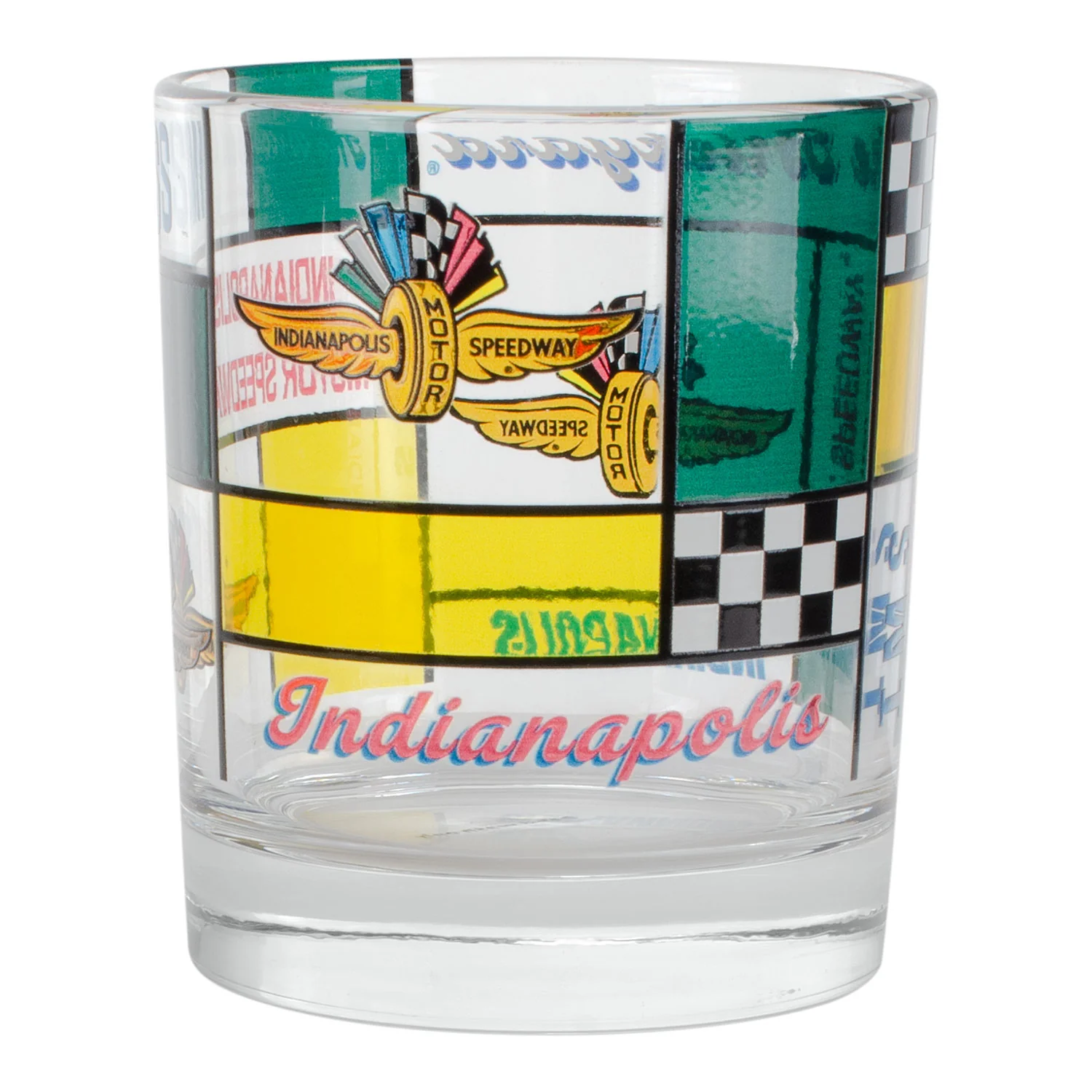 Wing Wheel Flag 7 Stripe Rock Glass