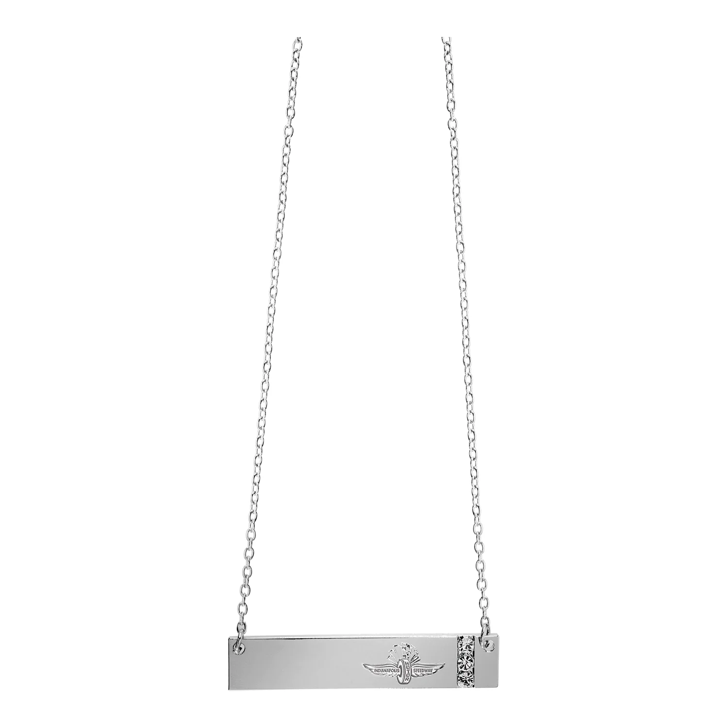 Wing Wheel Flag Silver Bar With Gems Necklace - Image 2