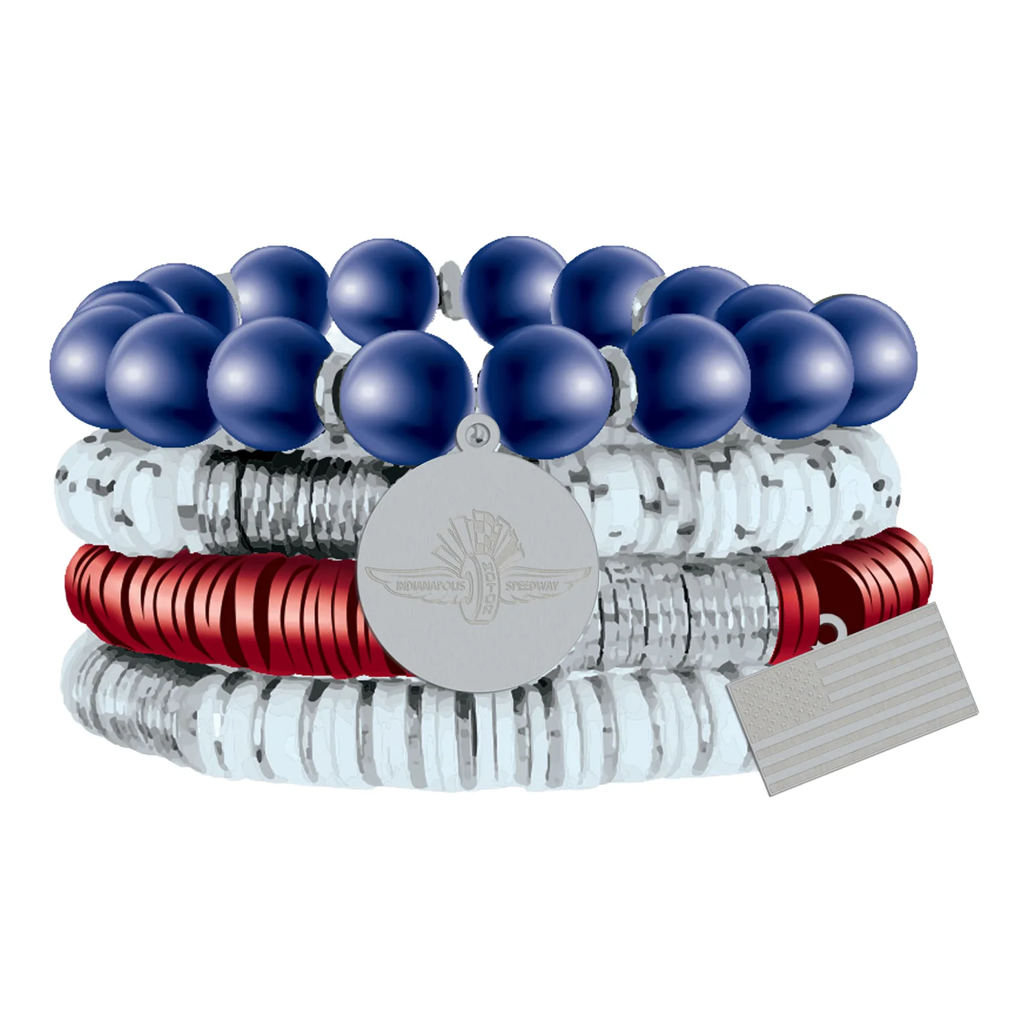 Wing Wheel Flag Americana Bracelet Set of 4