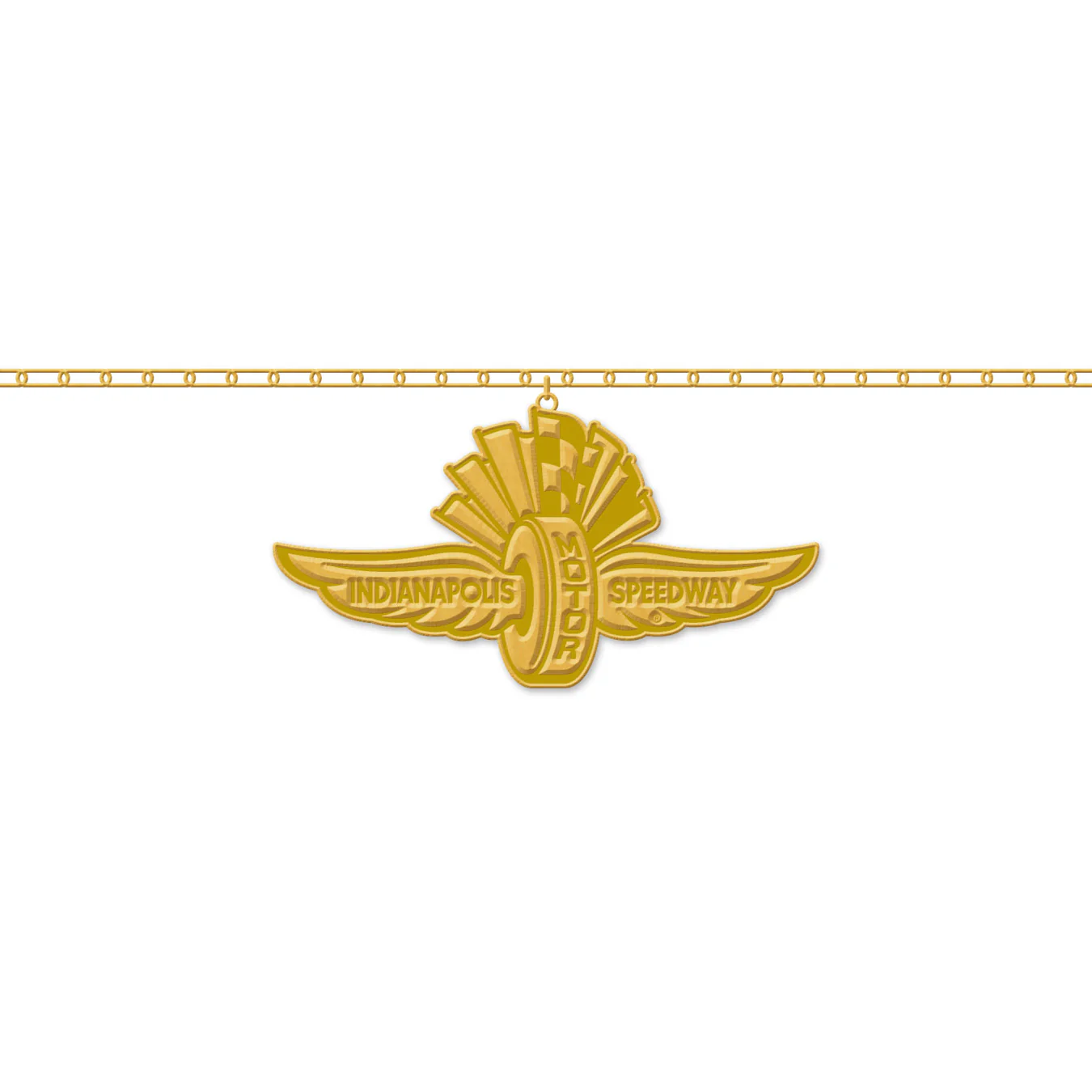 Wing Wheel Flag Gold Charm Paperclip Chain Necklace
