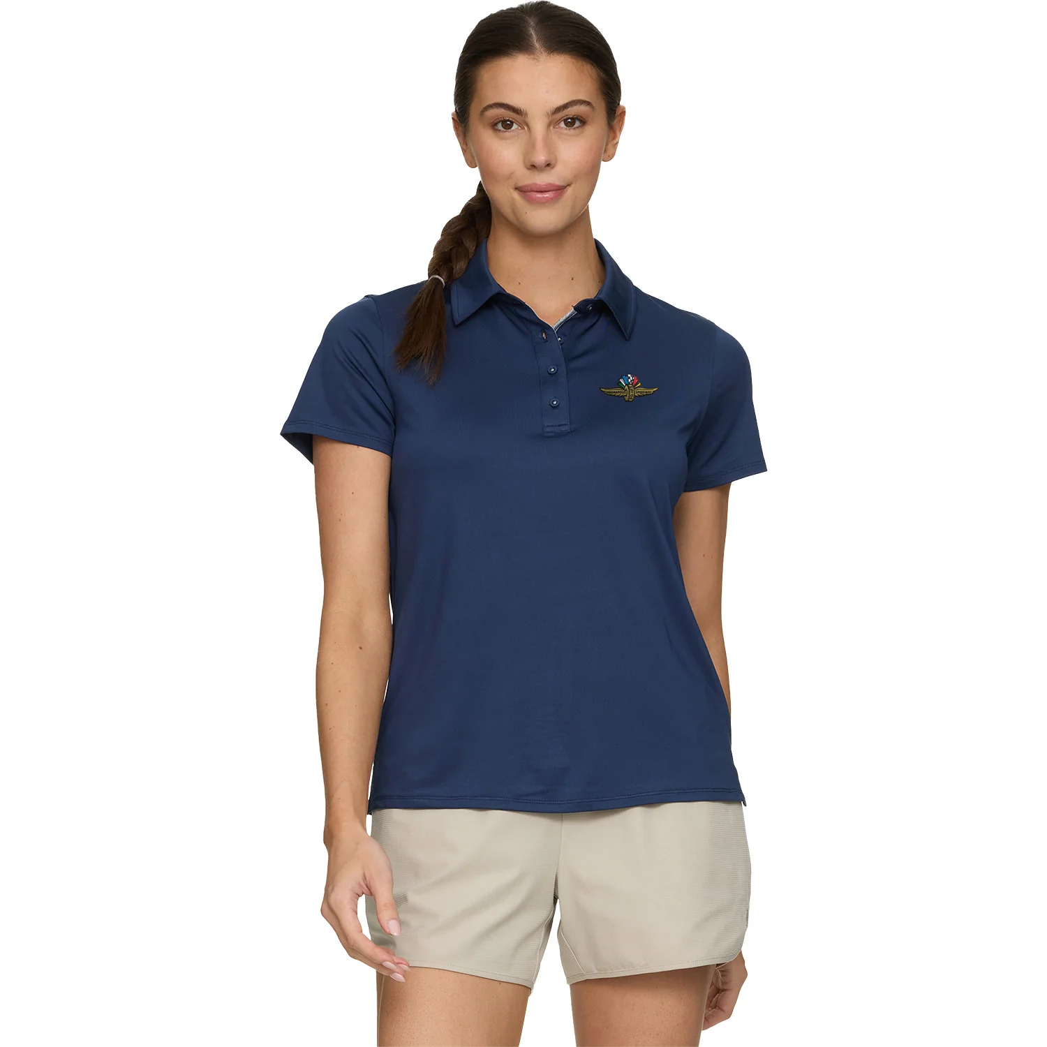 Ladies Wing, Wheel, and Flag MVP Navy Polo