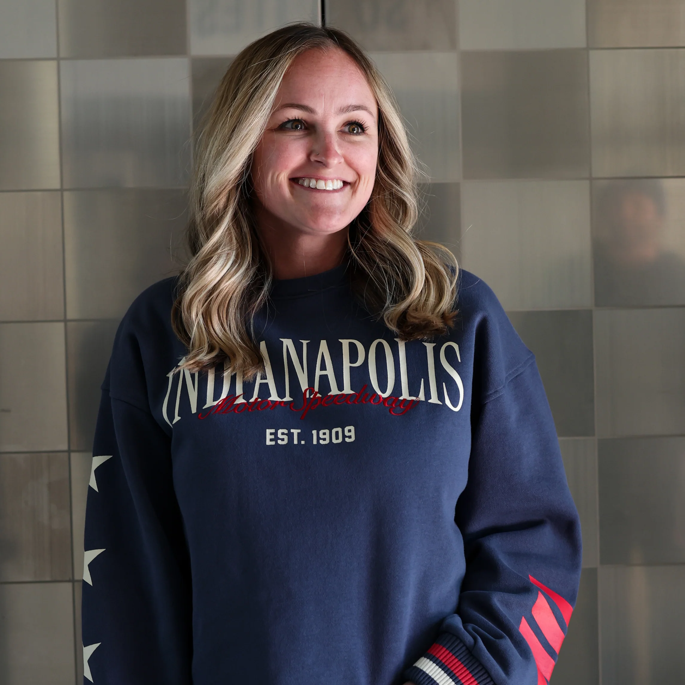 Ladies Indianapolis Motor Speedway Puff Sleeved Crewneck - Image 2