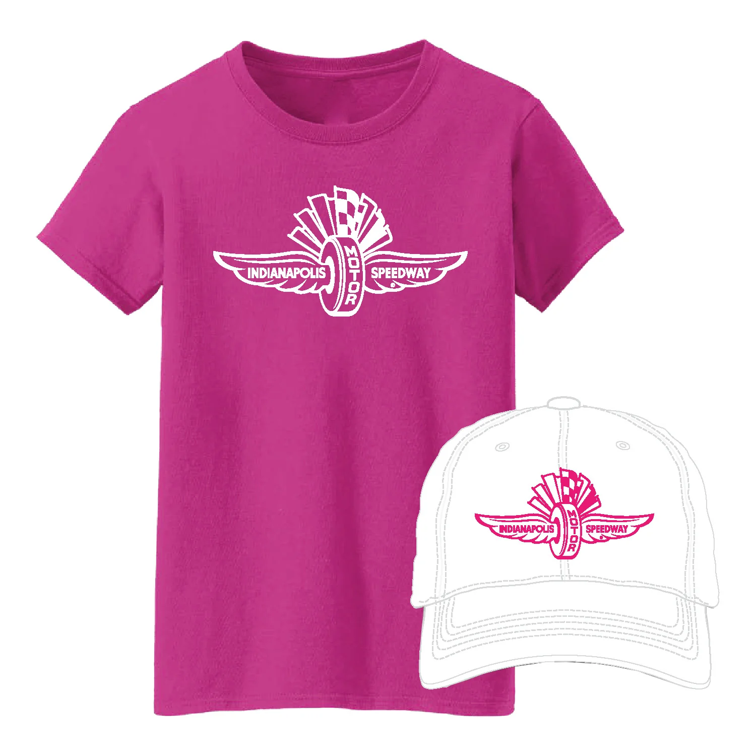 Ladies Wing Wheel Flag Hat Tee Combo