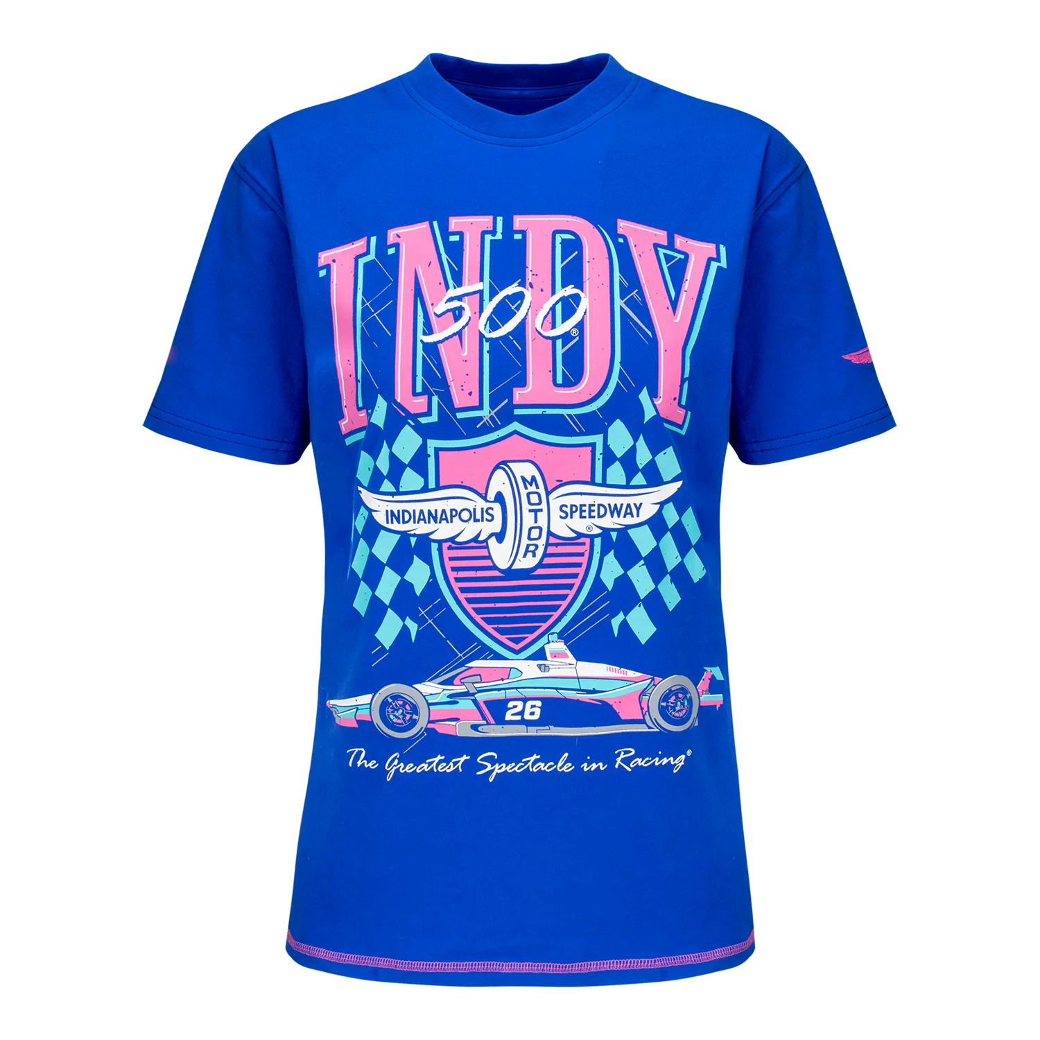 Ladies Indy 500 Shield & Car Retro T-Shirt