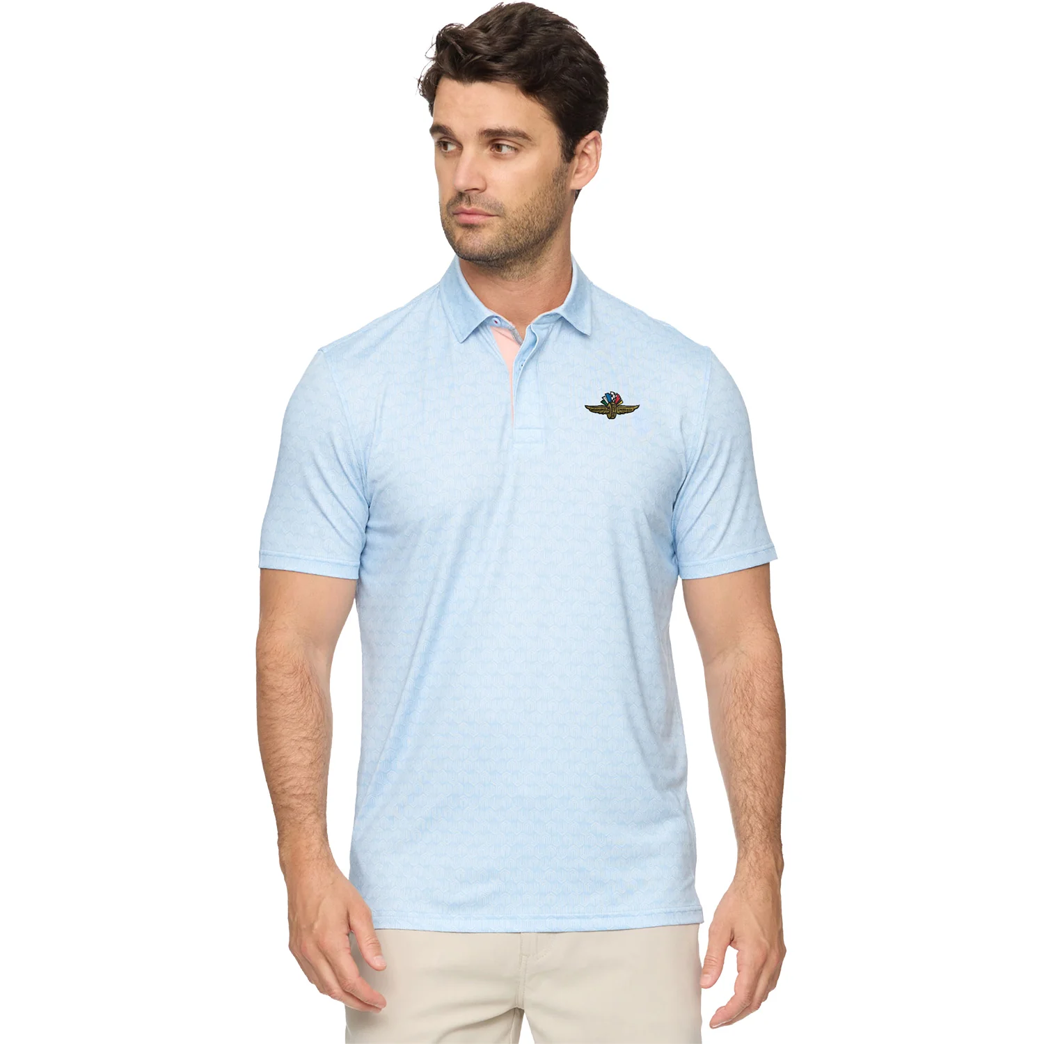Wing, Wheel, and Flag Avila Geo Print Polo