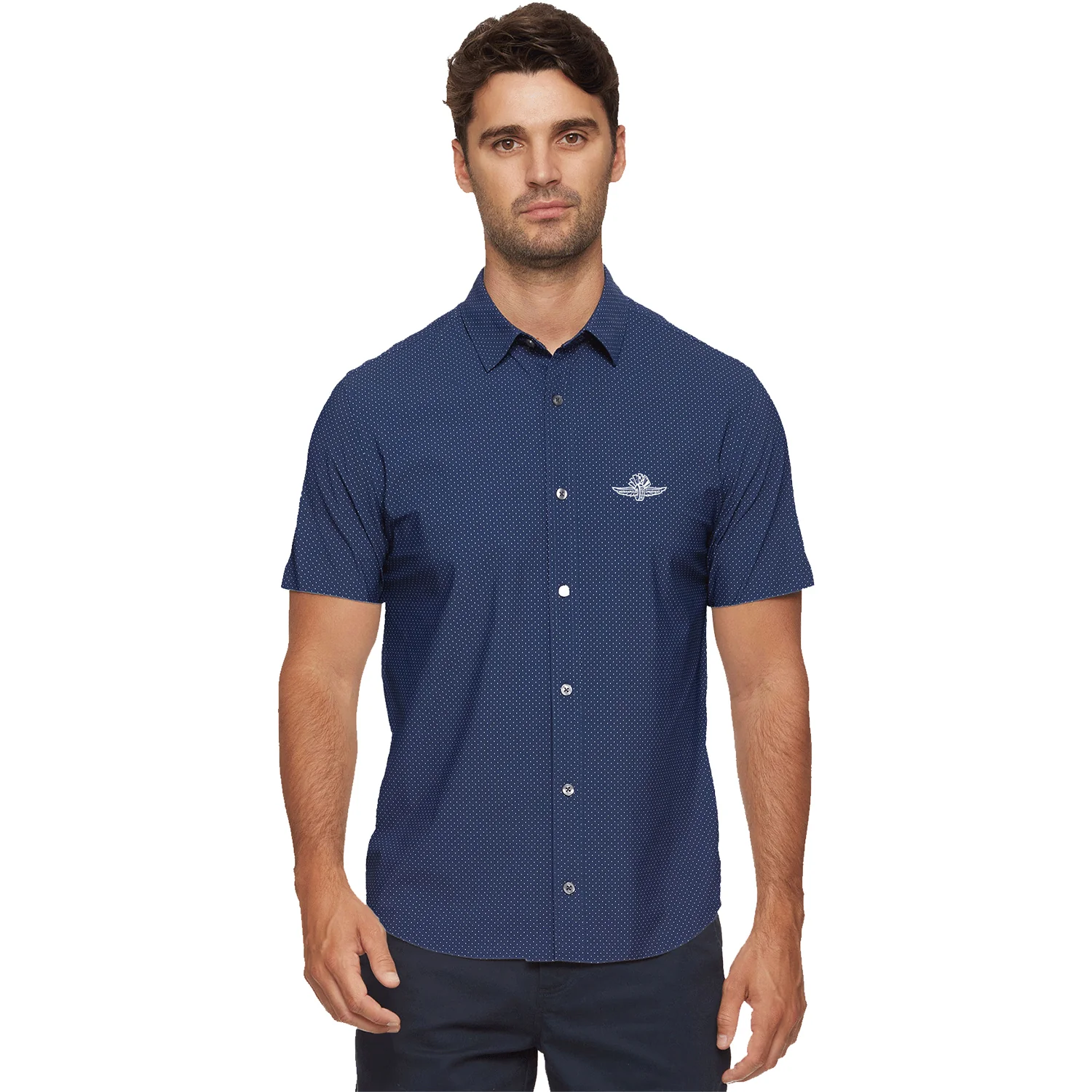 Wing, Wheel, and Flag Loretta Short Sleeve Button Up