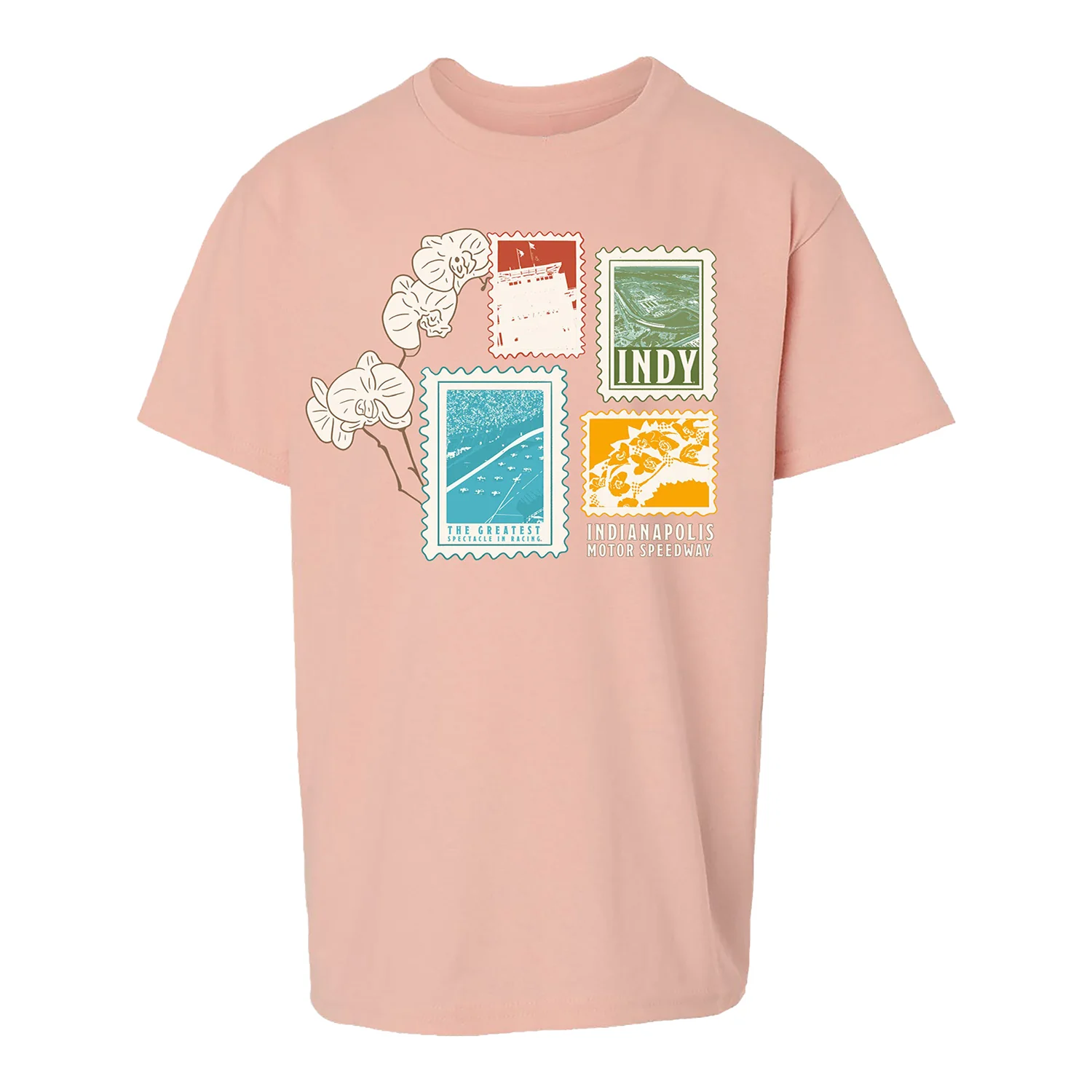 Indy 500 Stamp and Orchid Youth T-shirt